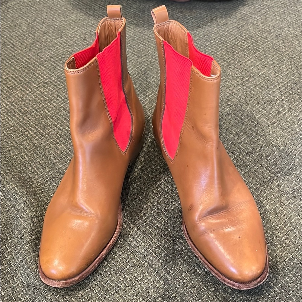 Coach Tan and Red Ankle Boots (sz 8)